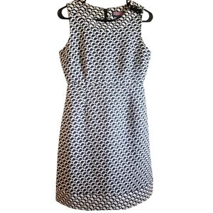 Vineyard Vines Dress Womens Navy White Whale Pattern 4 Lined Zippered Classic